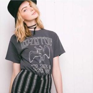 Brandy Melville Gray Cotton LED Zeppelin Band Tee
